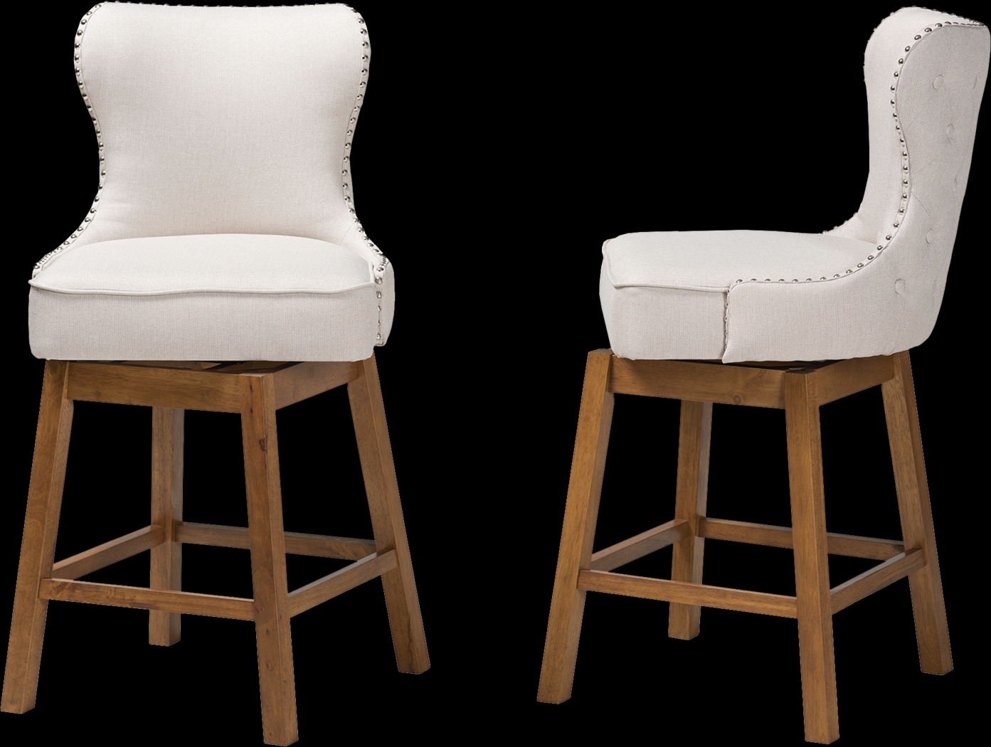 Nylic Beige Swivel Counter Stool, Set of 2 - Thumbnail - Image 5