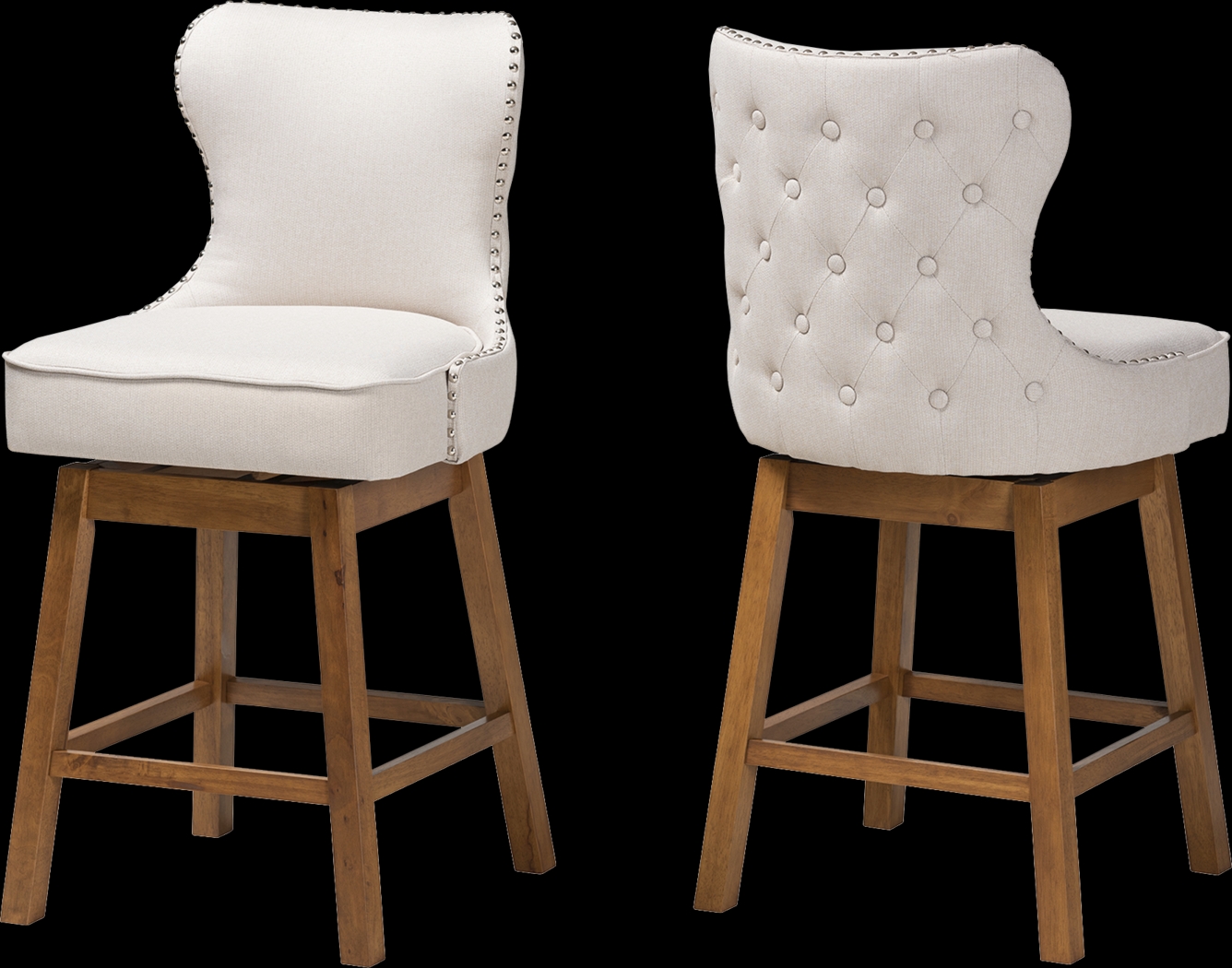 Nylic Beige Swivel Counter Stool, Set of 2 - Thumbnail - Image 1