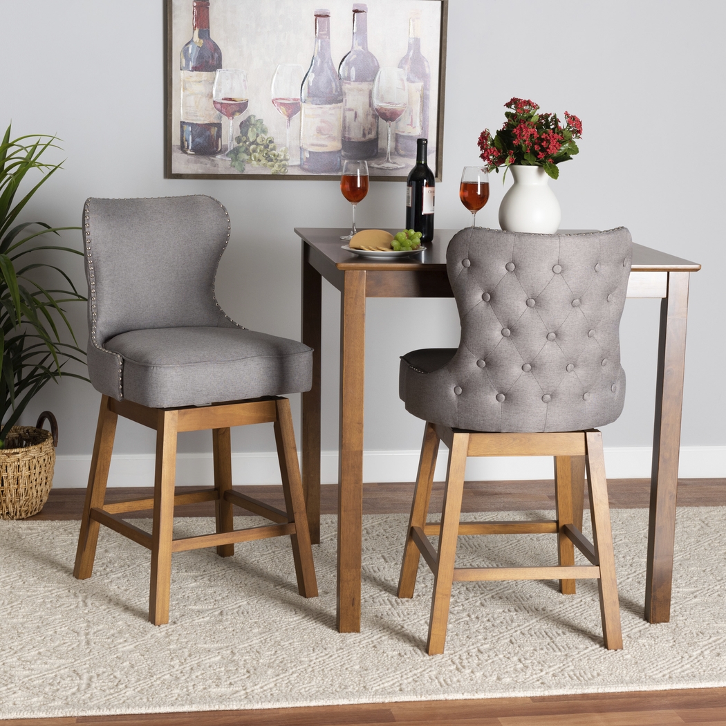 Nylic Gray Swivel Counter Stool, Set of 2 - Thumbnail - Image 2