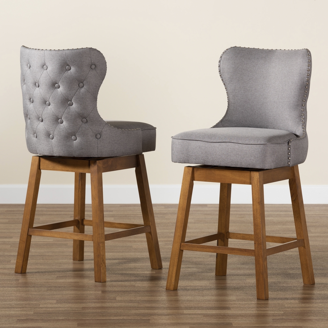 Nylic Gray Swivel Counter Stool, Set of 2 - Thumbnail - Image 3