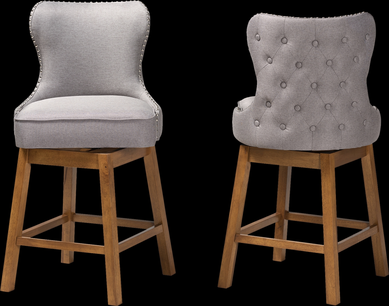 Nylic Gray Swivel Counter Stool, Set of 2 - Thumbnail - Image 4
