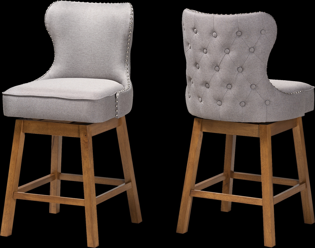 Nylic Gray Swivel Counter Stool, Set of 2 - Thumbnail - Image 1