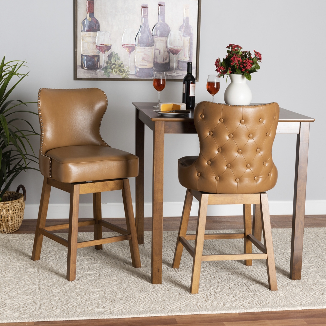 Nylic Tan Swivel Counter Stool, Set of 2 - Thumbnail - Image 2