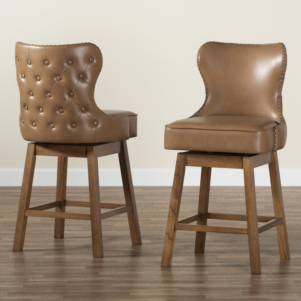 Nylic Tan Swivel Counter Stool, Set of 2 - Thumbnail - Image 3