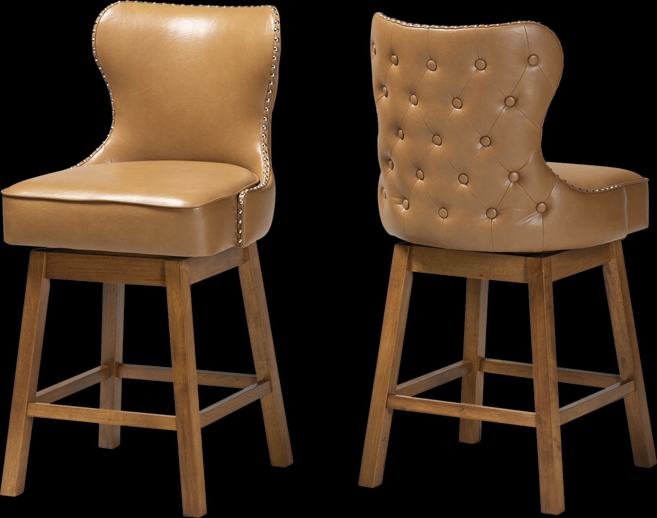 Nylic Tan Swivel Counter Stool, Set of 2 - Thumbnail - Image 1