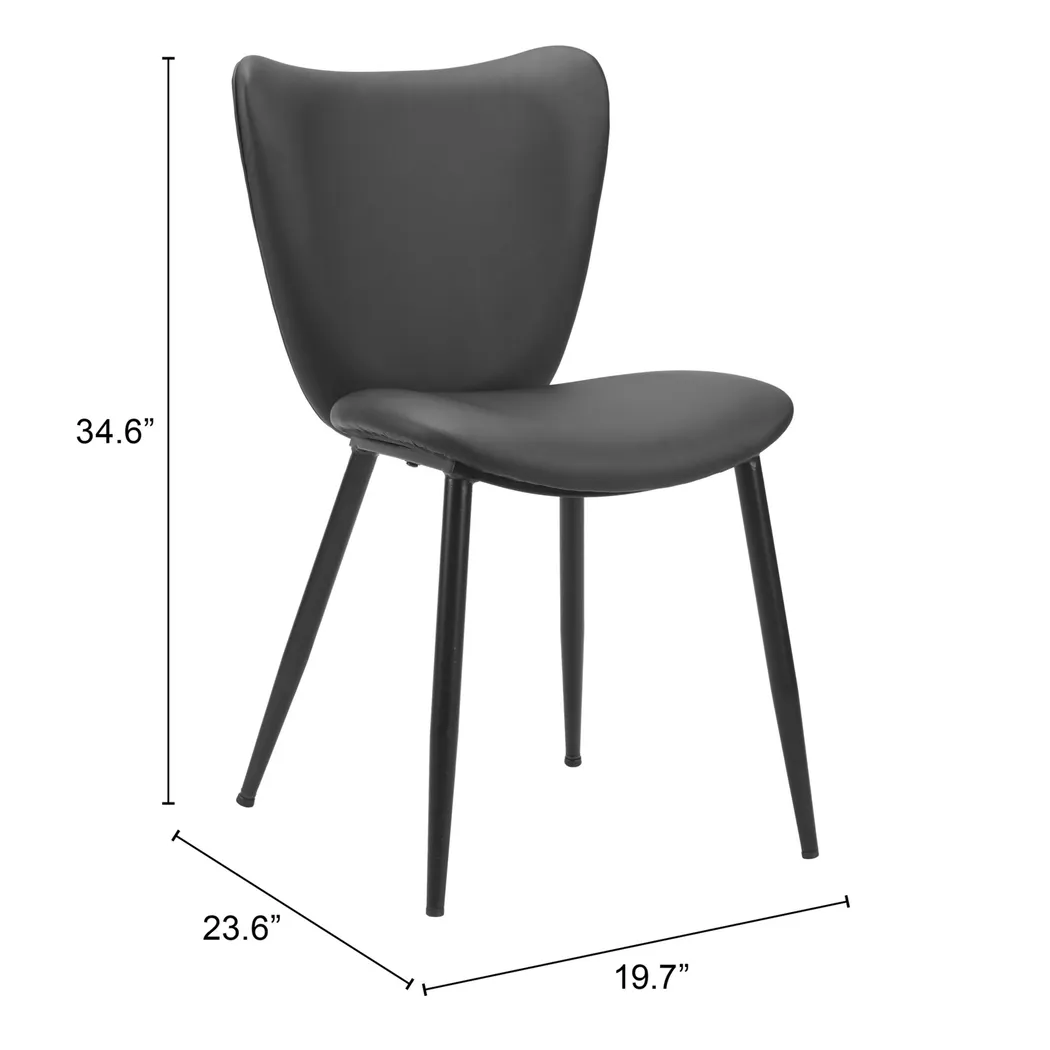 Nyxhu Black Dining Chair, Set of 2 - Thumbnail - Image 2