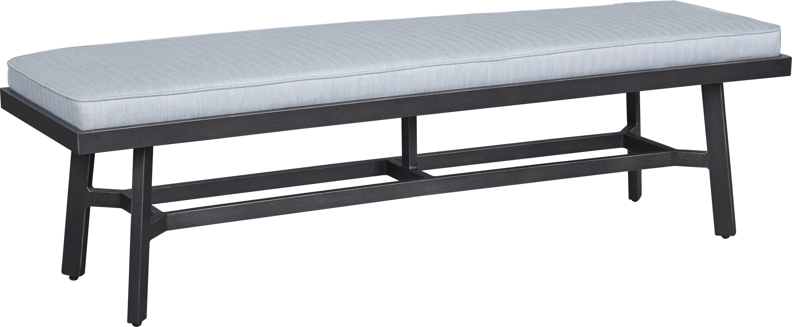 Oak Park Brown-Gray Outdoor Bench with Blue Cushion - Thumbnail - Image 1