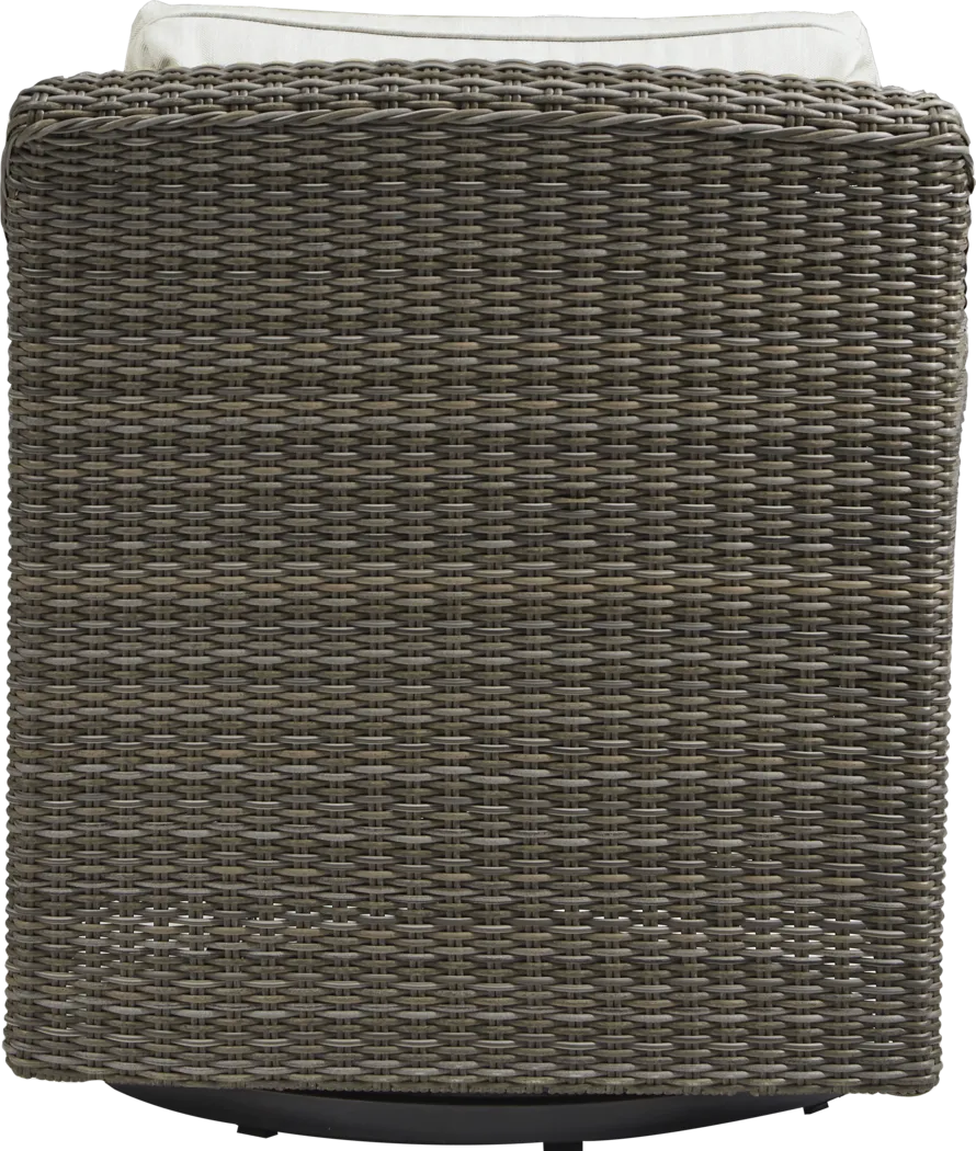 Oak Park Brown-Gray Outdoor Swivel Glider Chair with Off-White Cushions - Thumbnail - Image 2