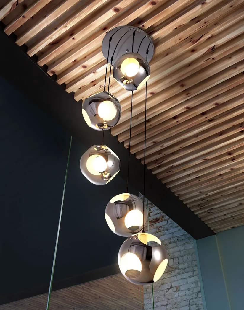 Oak Wood Court Chrome Chandelier - Thumbnail - Image 3