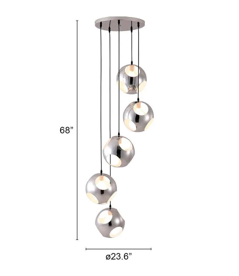 Oak Wood Court Chrome Chandelier - Thumbnail - Image 4