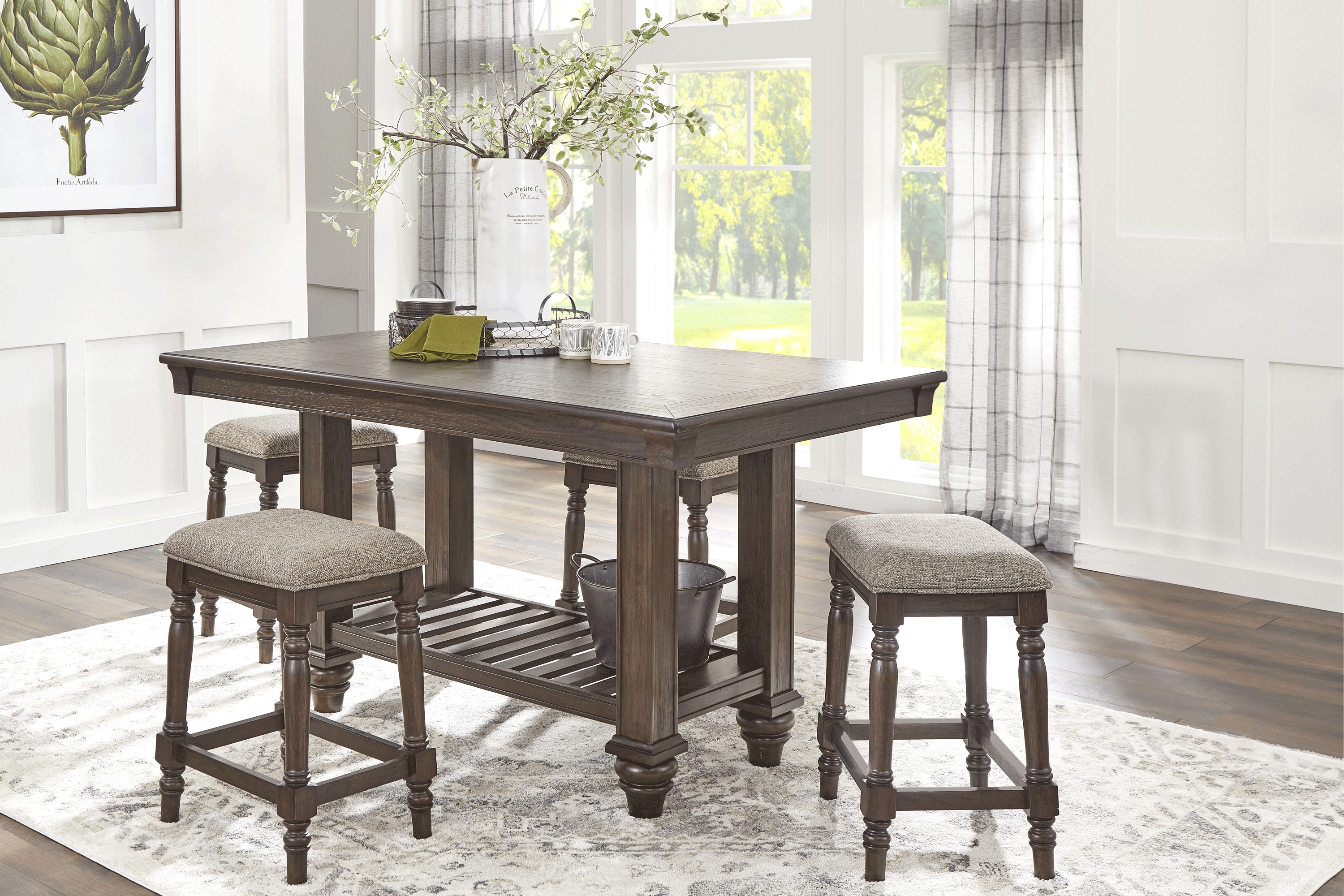 Oakdale Brown 5 Pc Counter Height Dining Room - Thumbnail - Image 1