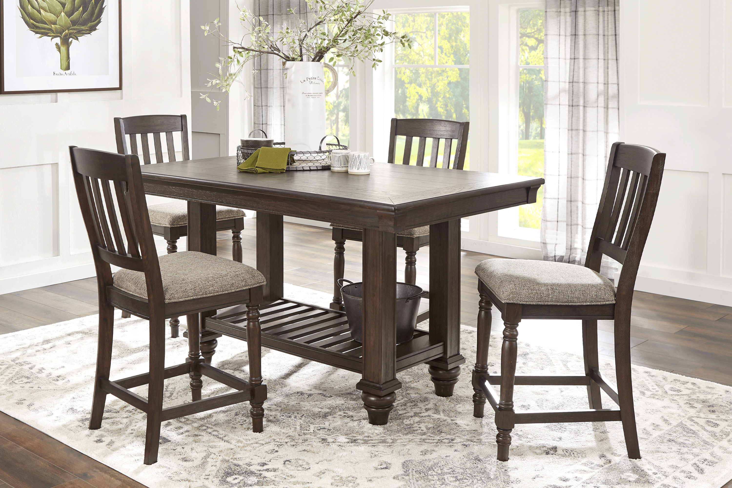 Oakdale Brown Counter Height Slat Stool - Thumbnail - Image 2