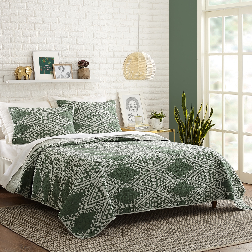 Jungalow by Justina II Green Full/Queen 3 Pc Quilt Set - Thumbnail - Image 3