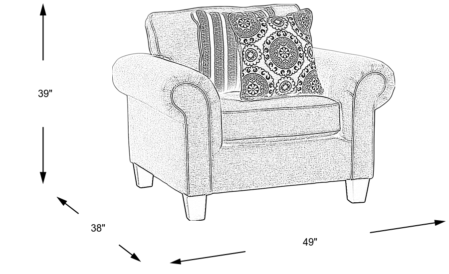 Dimension Image. Please refer to the Dimension Tab on this page for dimension details.