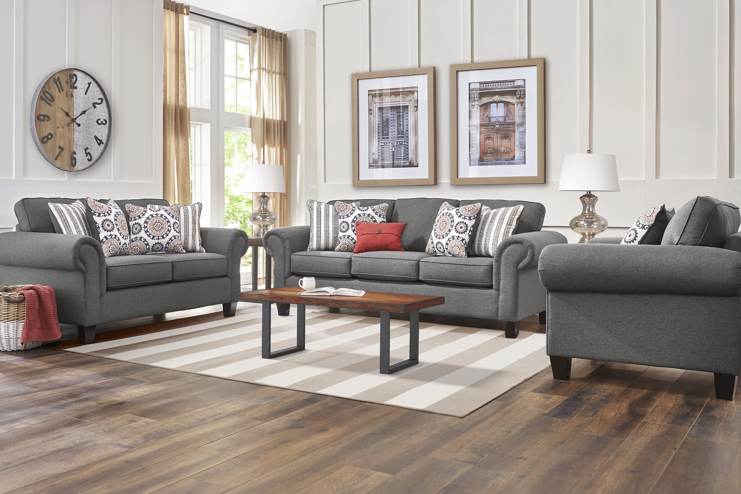 Oakhurst Gray Loveseat - Thumbnail - Image 2