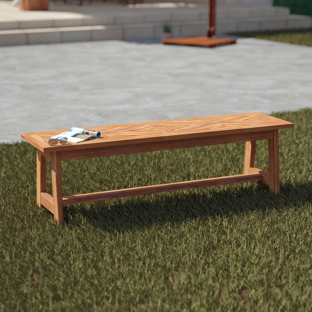 Oaklane Natural Outdoor Dining Bench - Thumbnail - Image 2