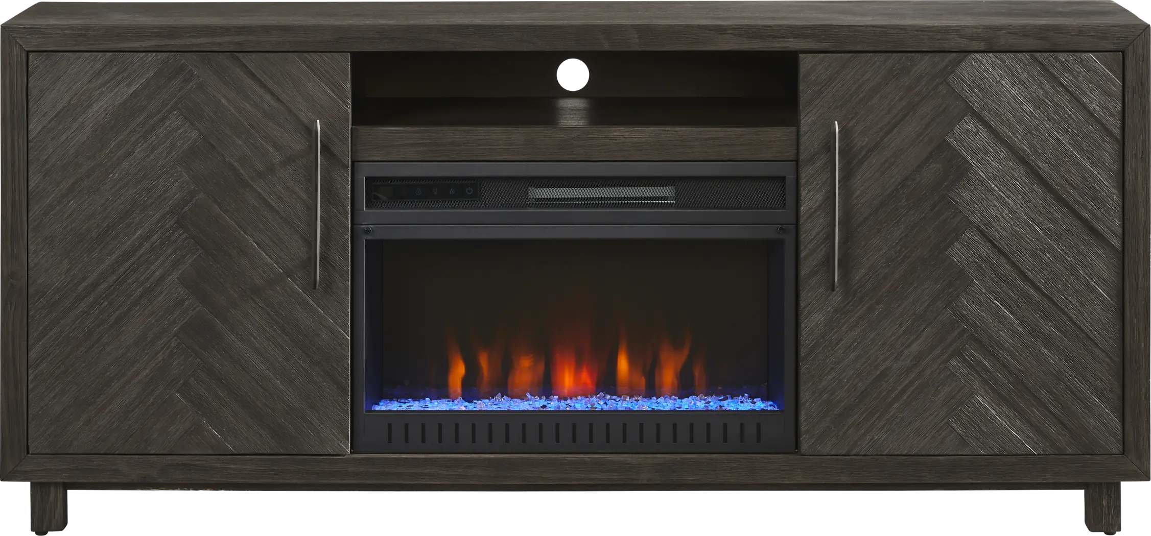 Oakleigh Charcoal 68 in. Console with Electric Fireplace - Thumbnail - Image 1