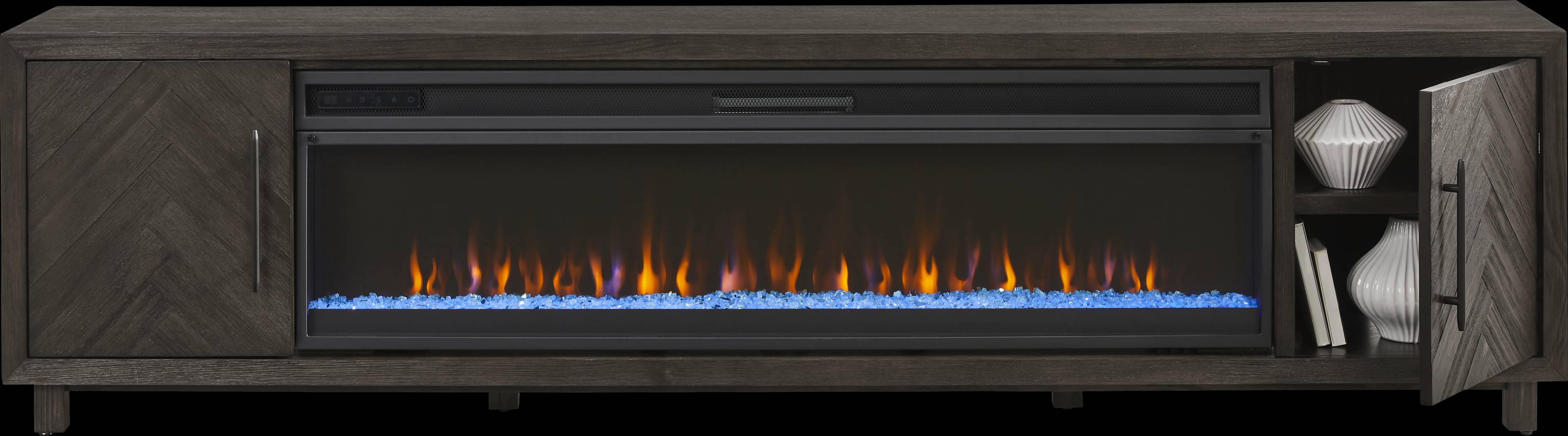 Oakleigh Charcoal 96 in. Credenza with Electric Fireplace - Thumbnail - Image 2