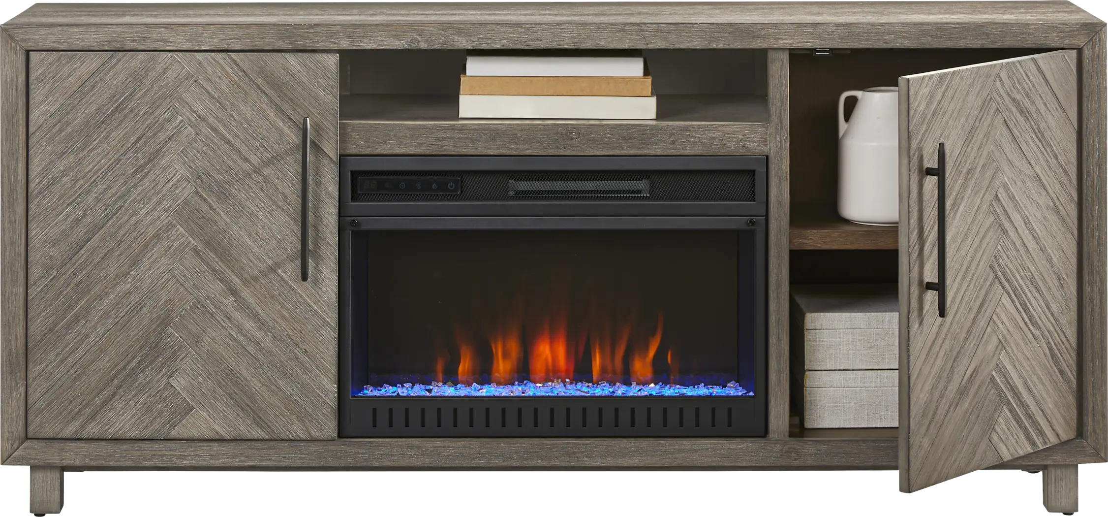 Oakleigh Gray 68 in. Console with Electric Fireplace - Thumbnail - Image 2