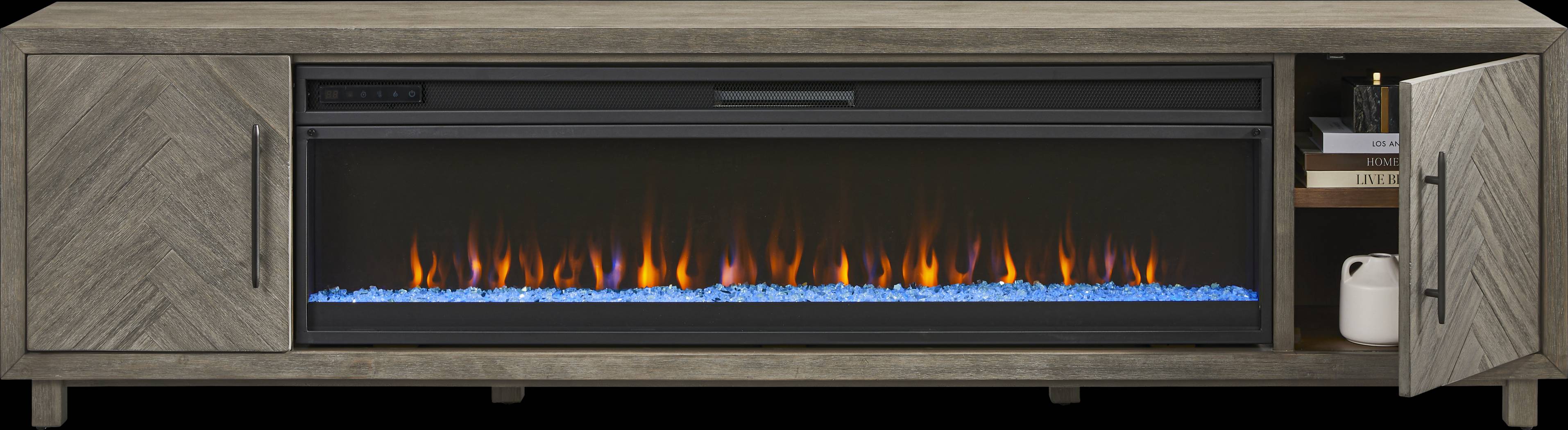 Oakleigh Gray 96 in. Credenza with Electric Fireplace - Thumbnail - Image 2