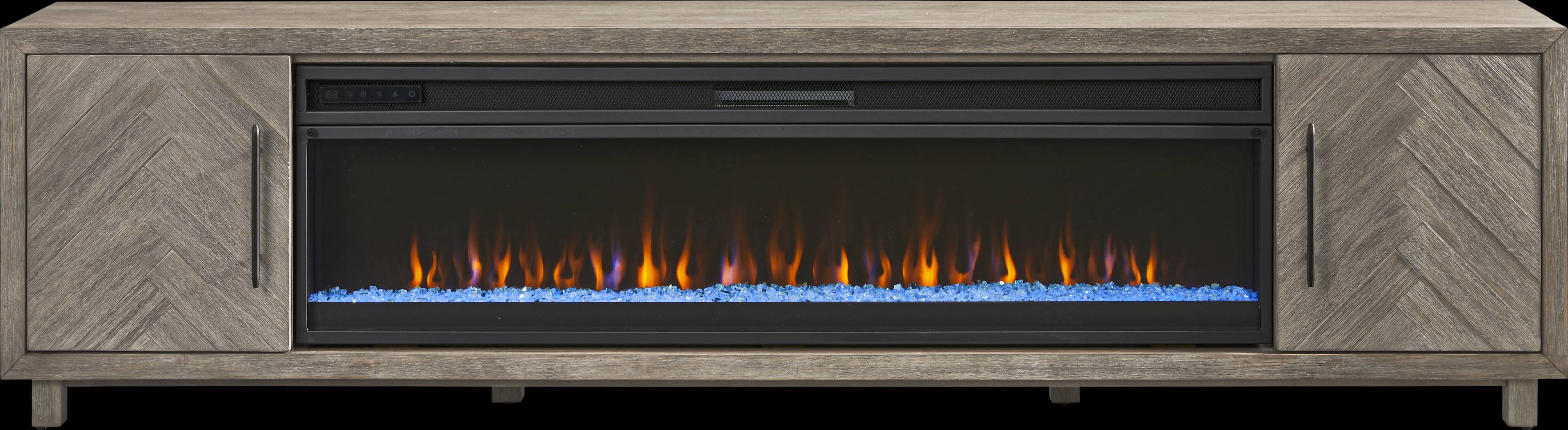 Oakleigh Gray 96 in. Credenza with Electric Fireplace - Thumbnail - Image 1