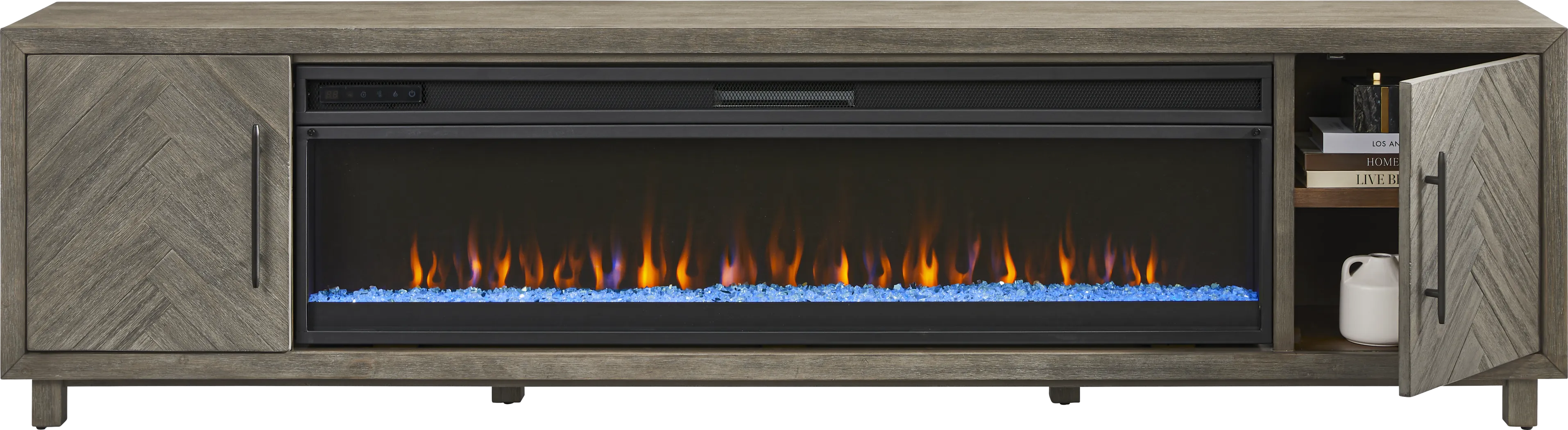 Oakleigh Gray 96 in. Credenza with Electric Fireplace - Image 2