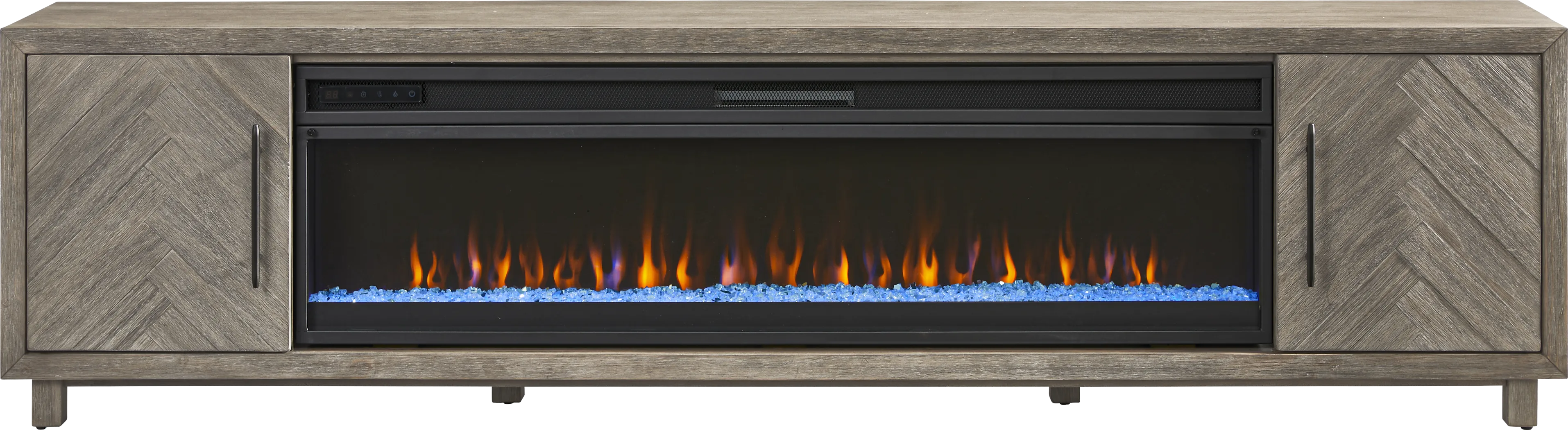 Oakleigh Gray 96 in. Credenza with Electric Fireplace - Image 1