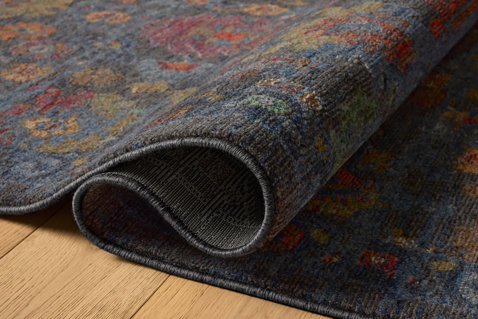 Oakterel Blue Polyester Fabric Rug | Rooms to Go