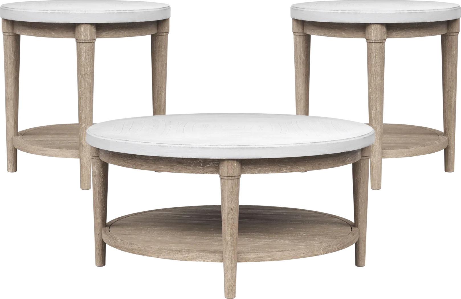 Oakwood Terrace Sand 3 Pc Round Table Set - Thumbnail - Image 1