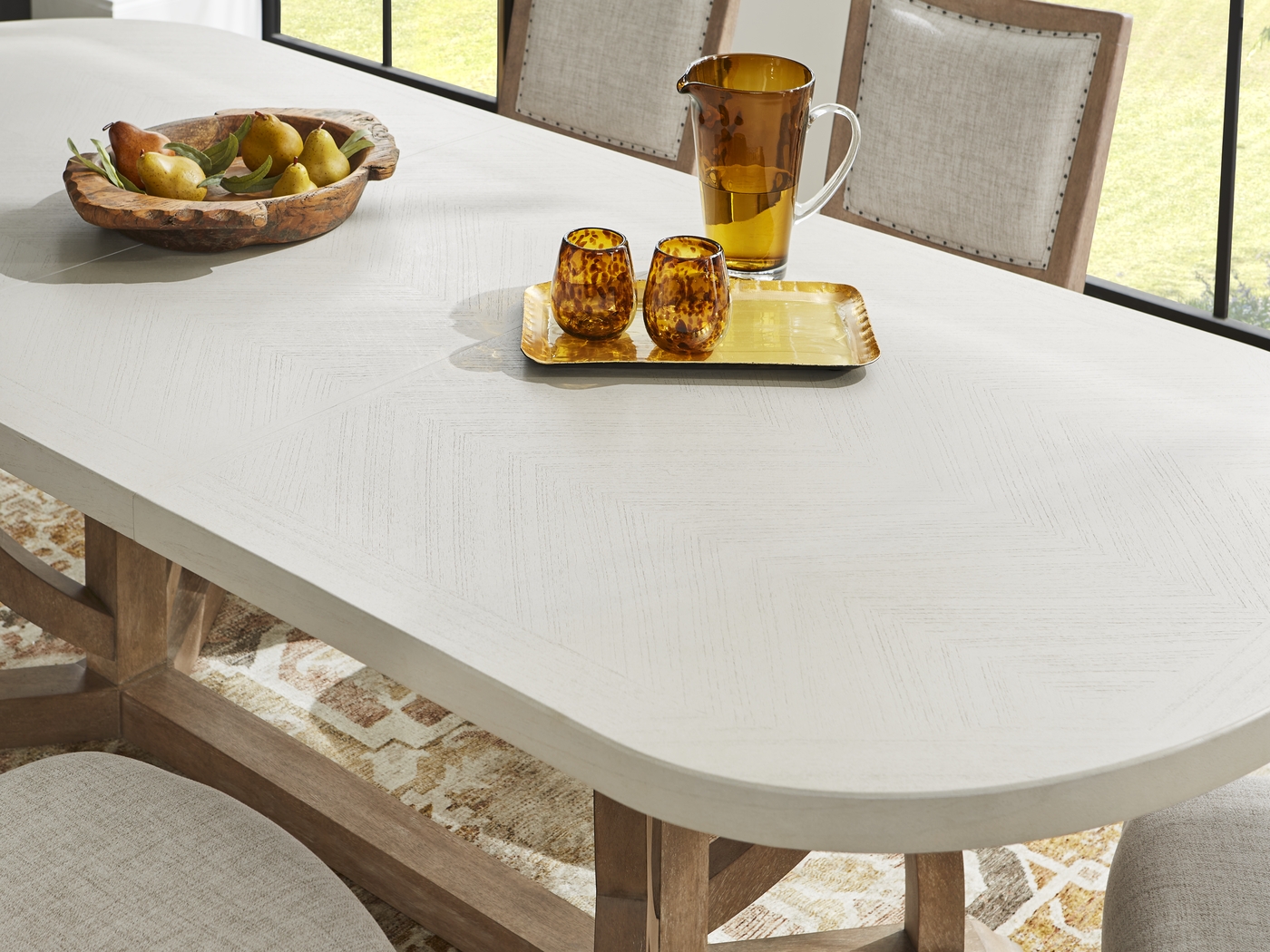 Oakwood Terrace Sand 5 Pc Dining Room with Cane Back Chairs - Thumbnail - Image 4