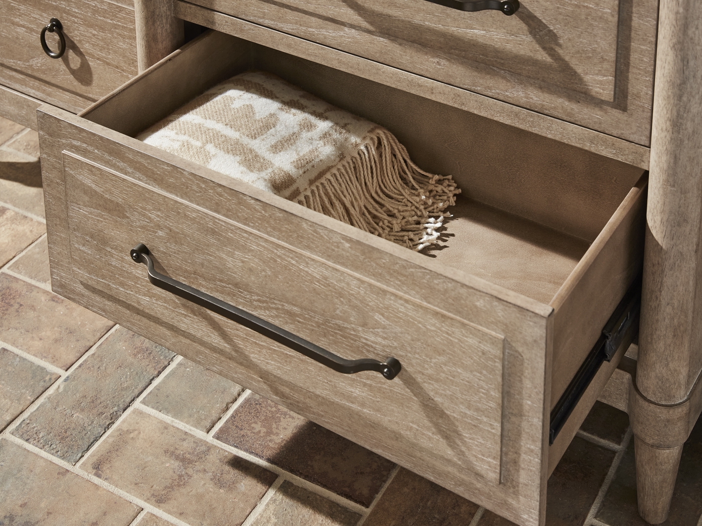 Oakwood Terrace Tan 7 Pc King Upholstered Bedroom - Thumbnail - Image 8