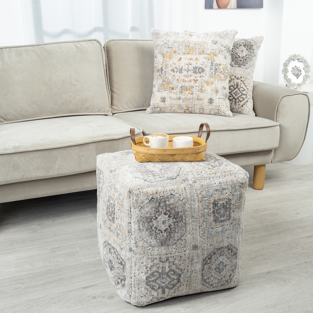 Obasie Light Gray Pouf - Thumbnail - Image 3