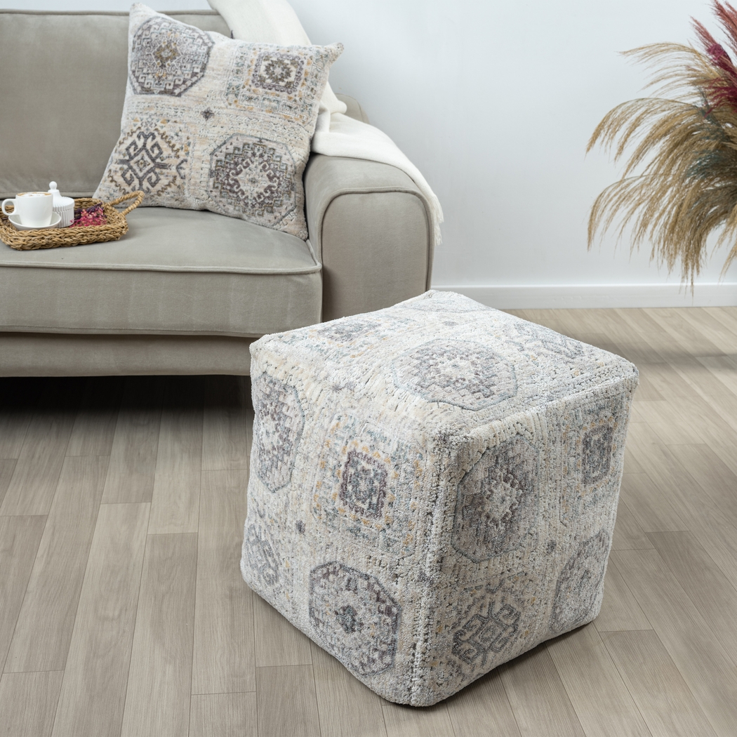 Obasie Light Gray Pouf - Thumbnail - Image 4