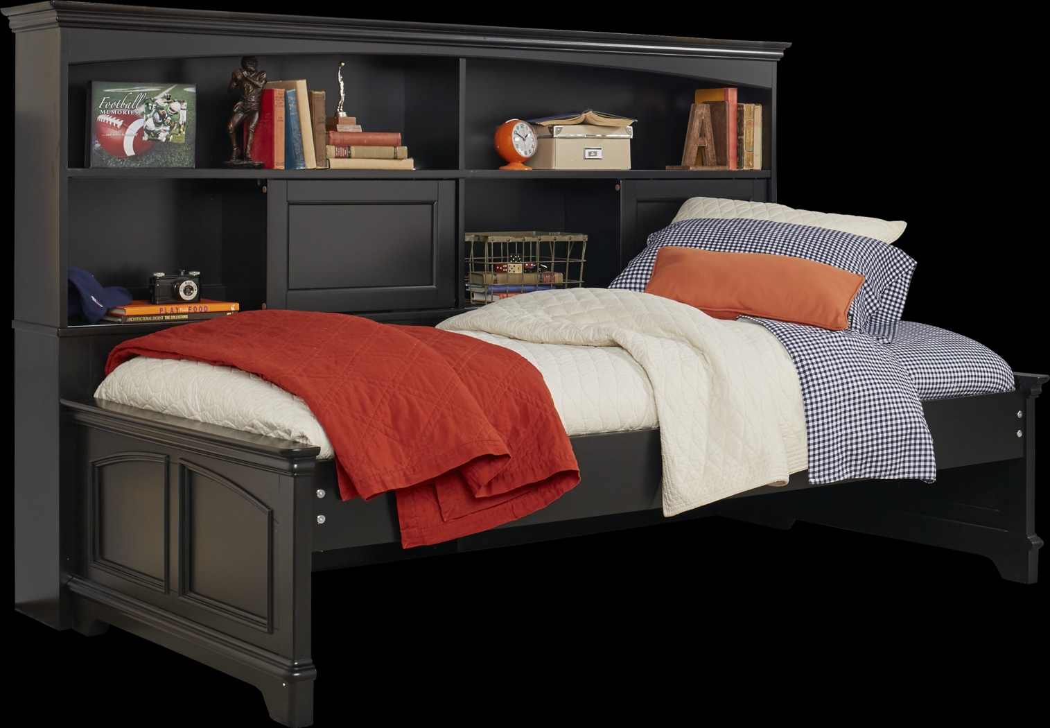 Oberon Black 3 Pc Twin Bookcase Daybed - Thumbnail - Image 1