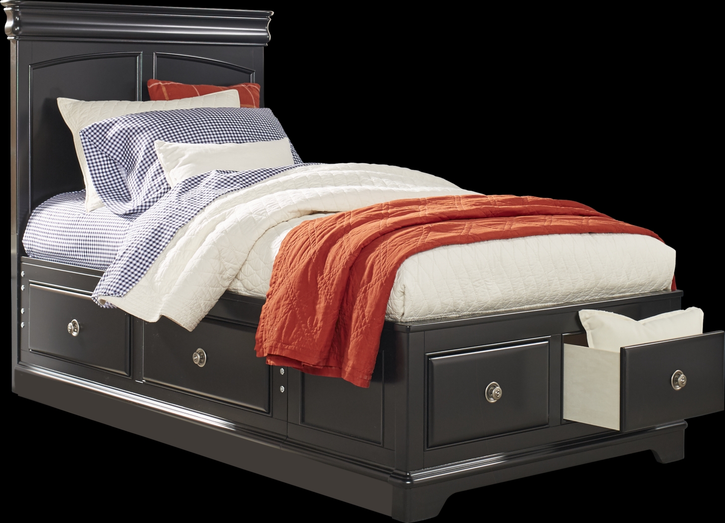 Kids Oberon Black 3 Pc Twin Panel Bed with 6 Drawer Storage - Thumbnail - Image 2