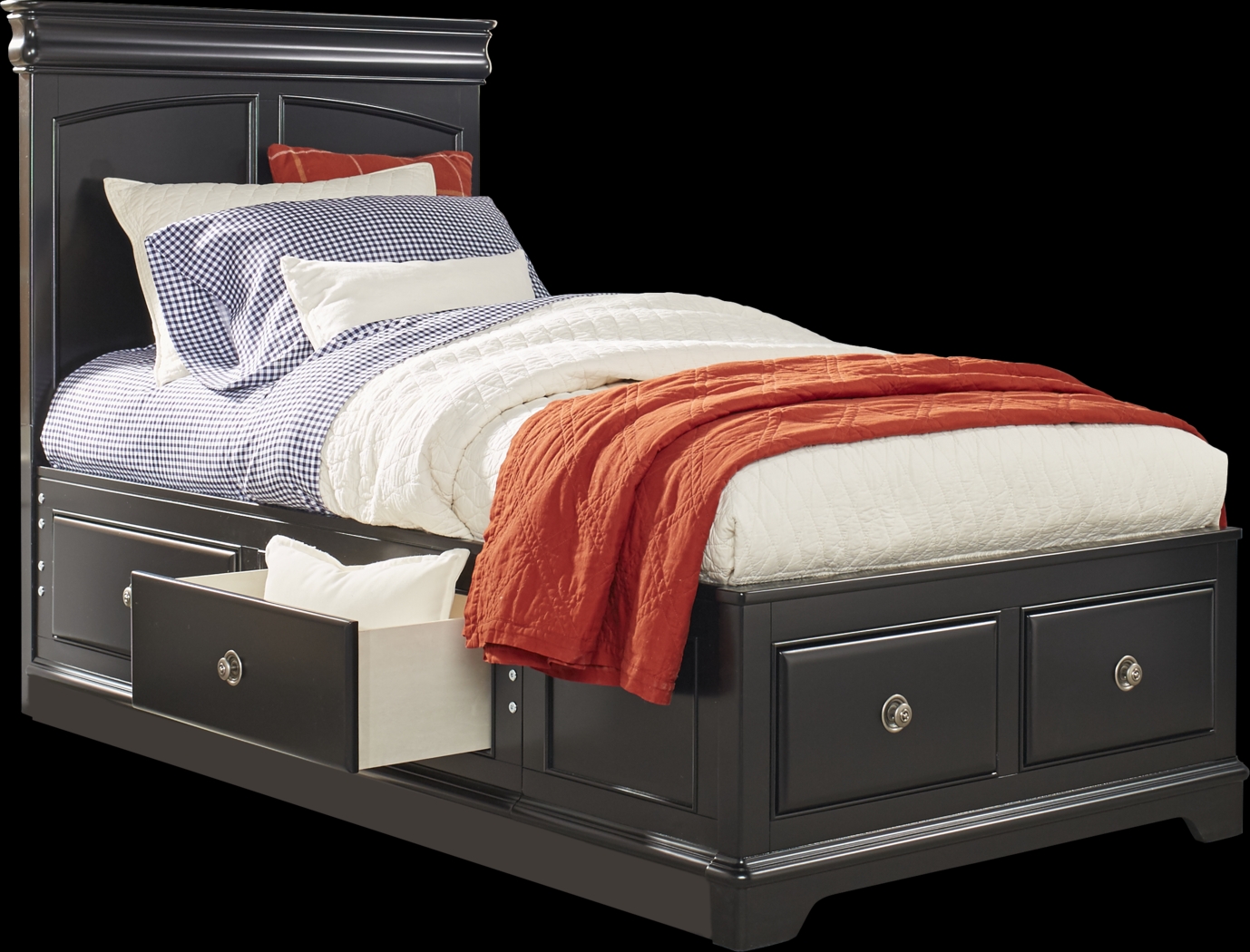 Kids Oberon Black 3 Pc Twin Panel Bed with 6 Drawer Storage - Thumbnail - Image 3