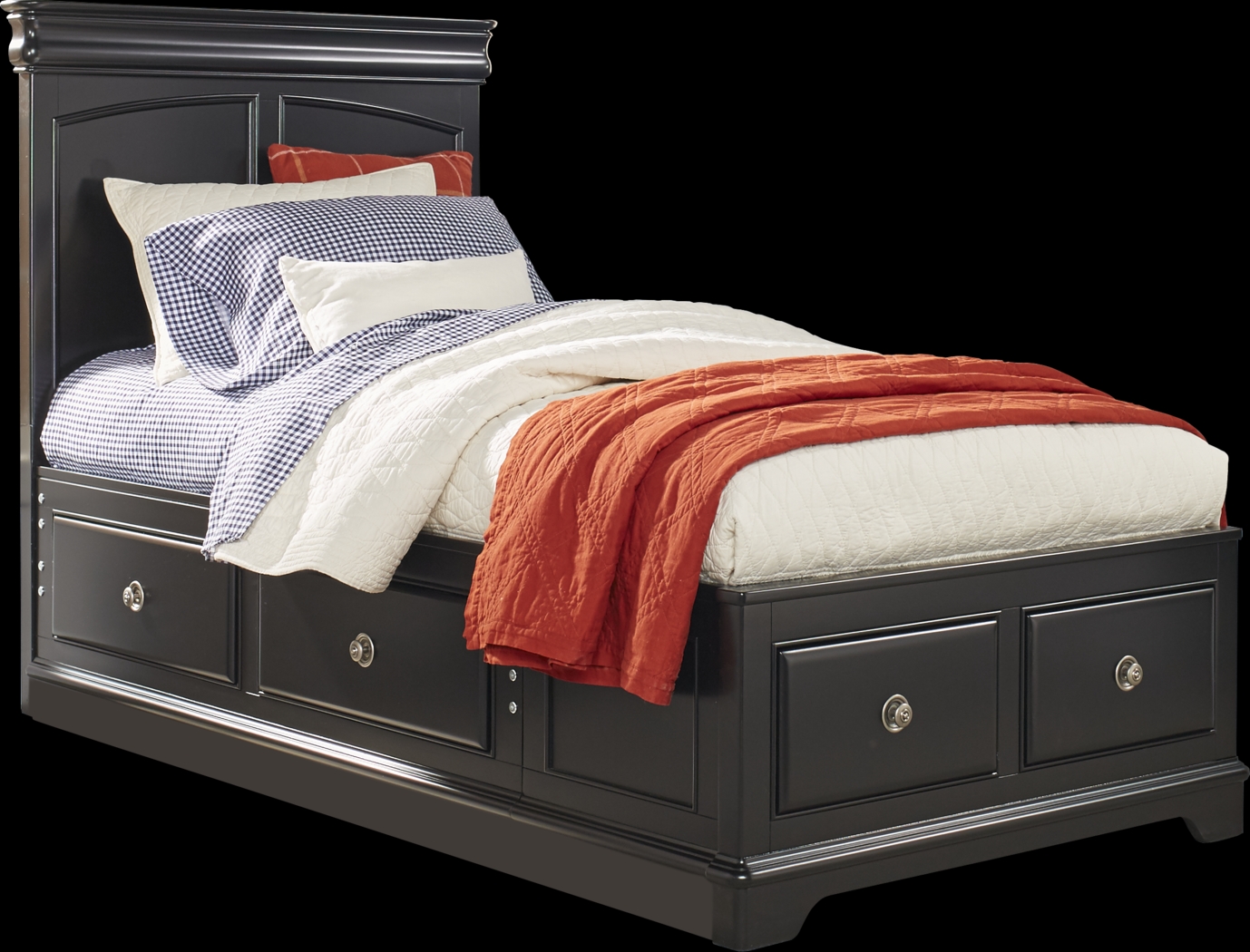 Kids Oberon Black 3 Pc Twin Panel Bed with 6 Drawer Storage - Thumbnail - Image 1