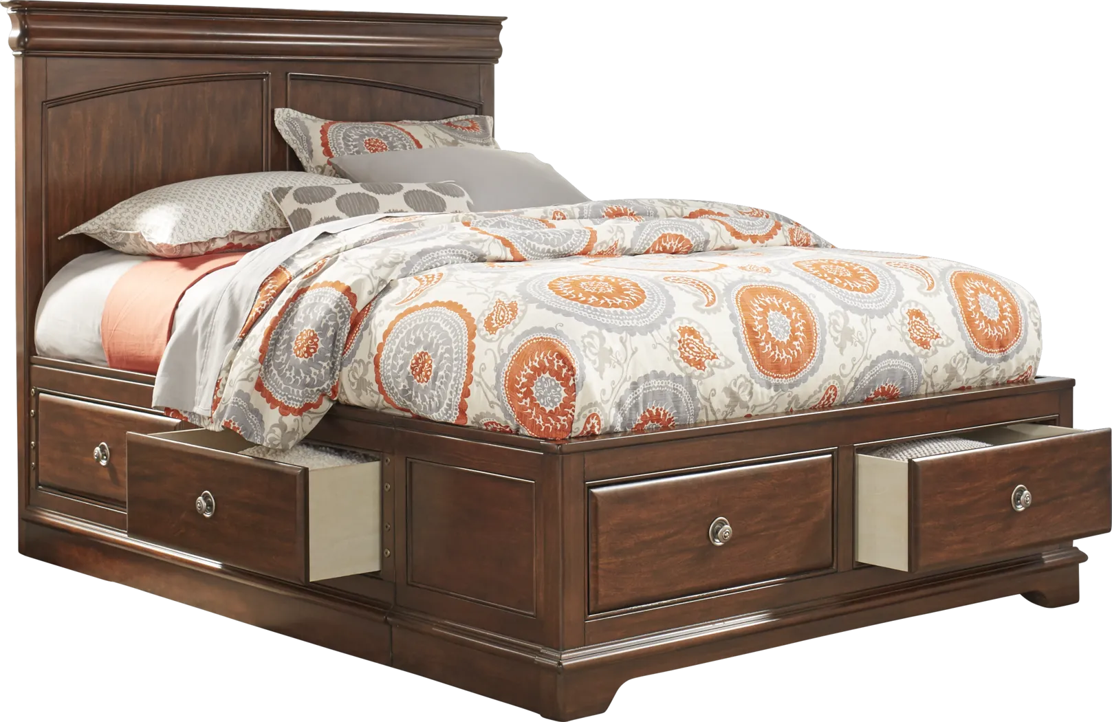 Kids Oberon Cherry 3 Pc Full Panel Bed with 4 Drawer Storage - Thumbnail - Image 2