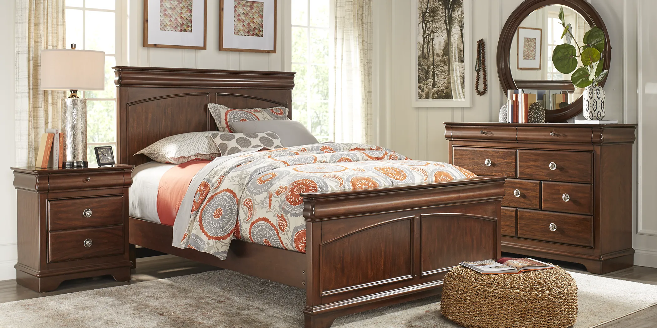 Kids Oberon Cherry 5 Pc Twin Panel Bedroom - Thumbnail - Image 1