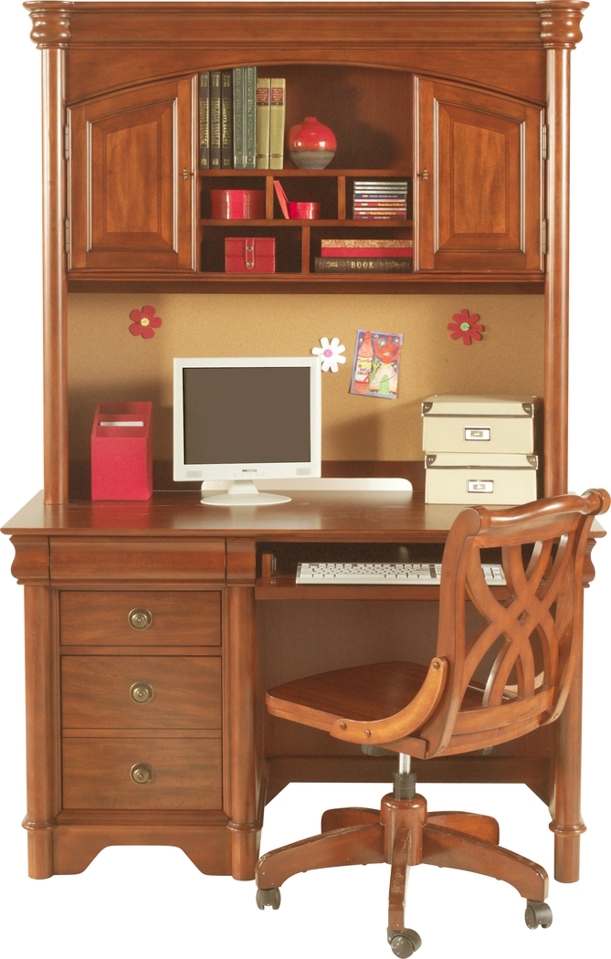 Oberon Cherry Computer Desk and Hutch - Thumbnail - Image 1