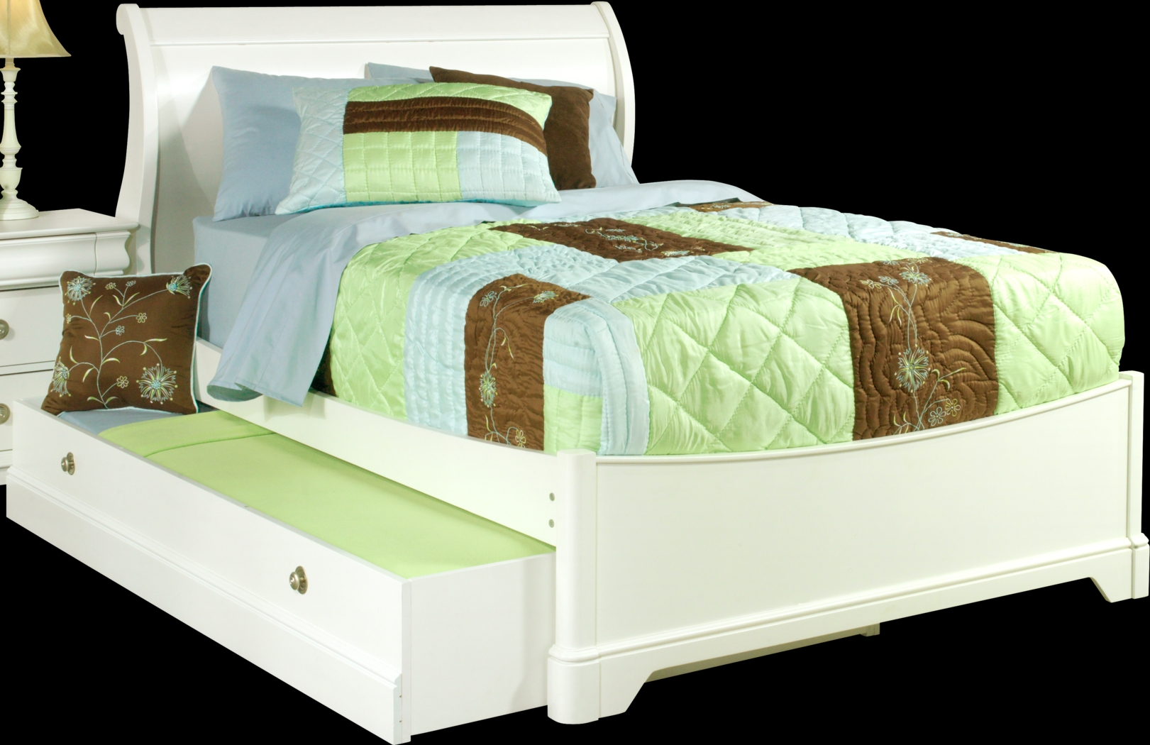 Oberon White 4 Pc Twin Sleigh Bed w/Trundle - Thumbnail - Image 1