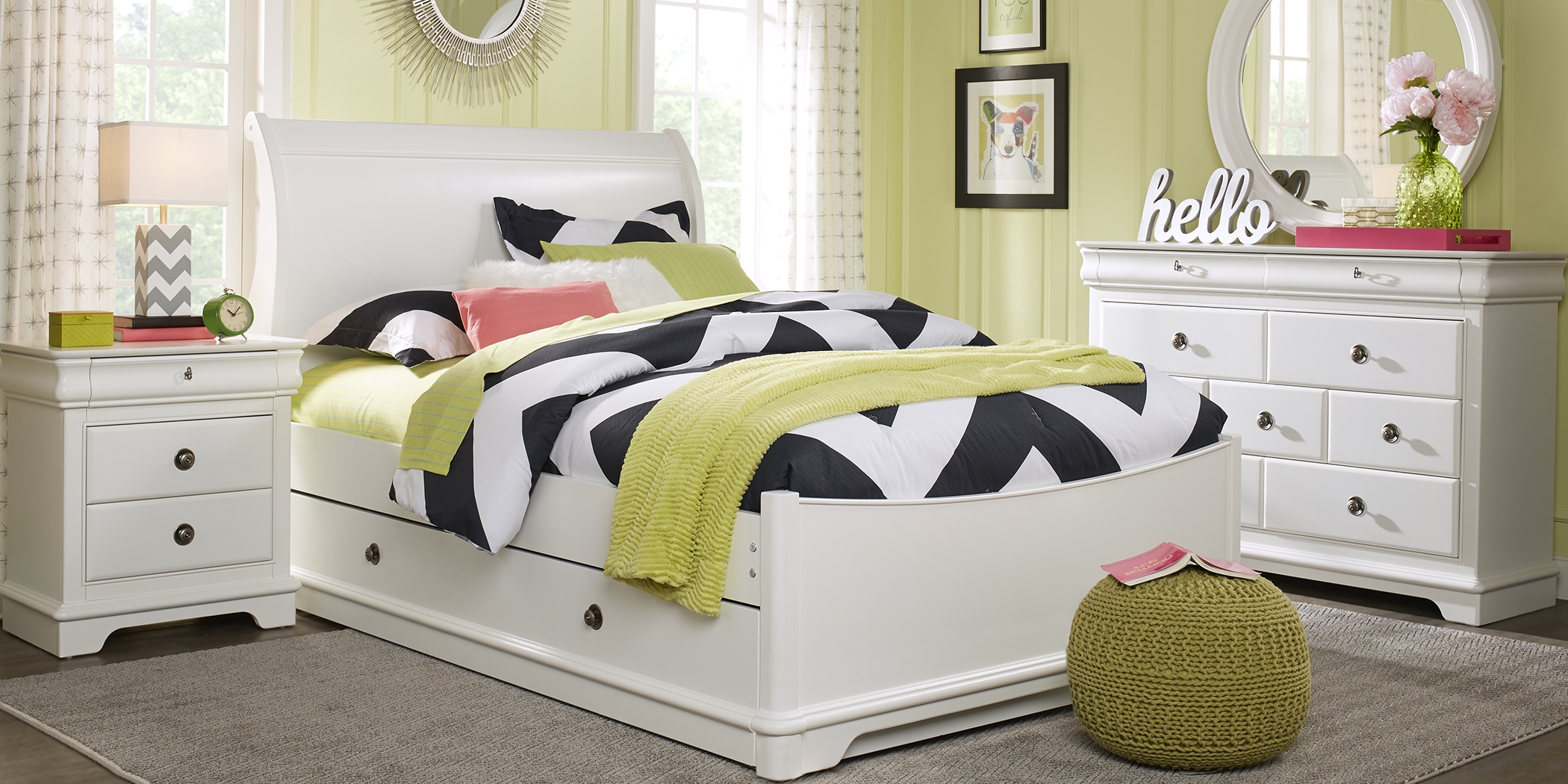 Kids Oberon White 5 Pc Twin Sleigh Bedroom - Thumbnail - Image 1