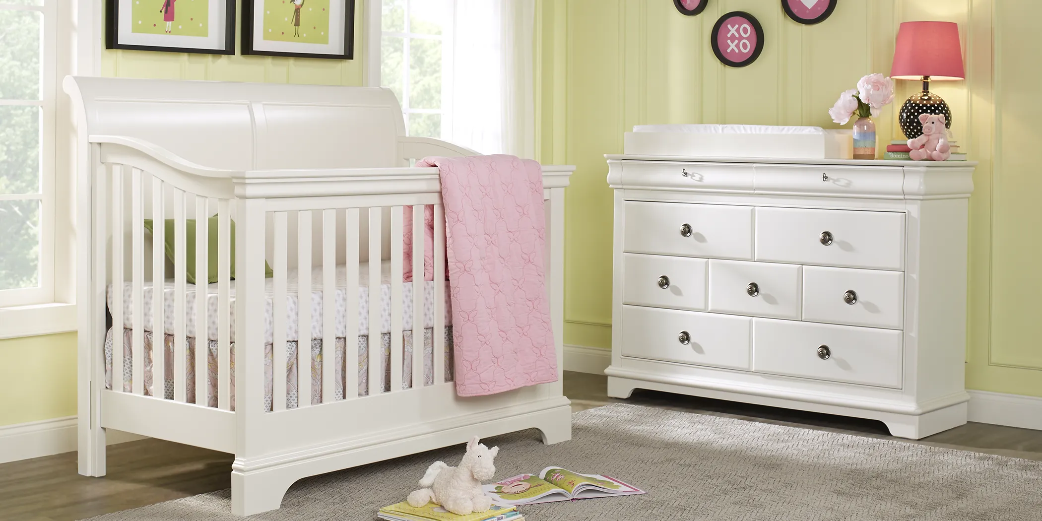 Oberon White 6 Pc Nursery with Toddler & Conversion Rails - Thumbnail - Image 1