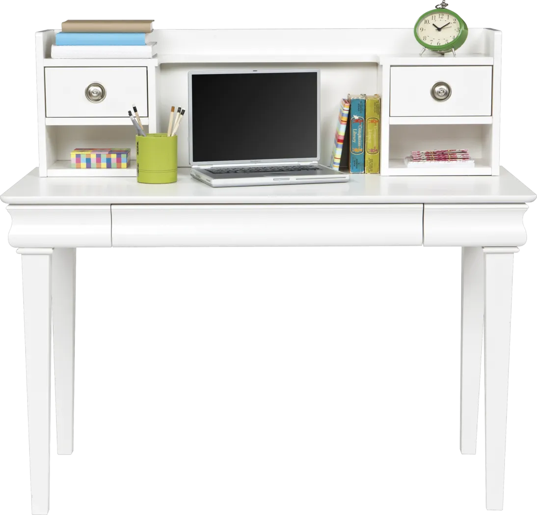 Oberon White Desk and Hutch - Thumbnail - Image 1