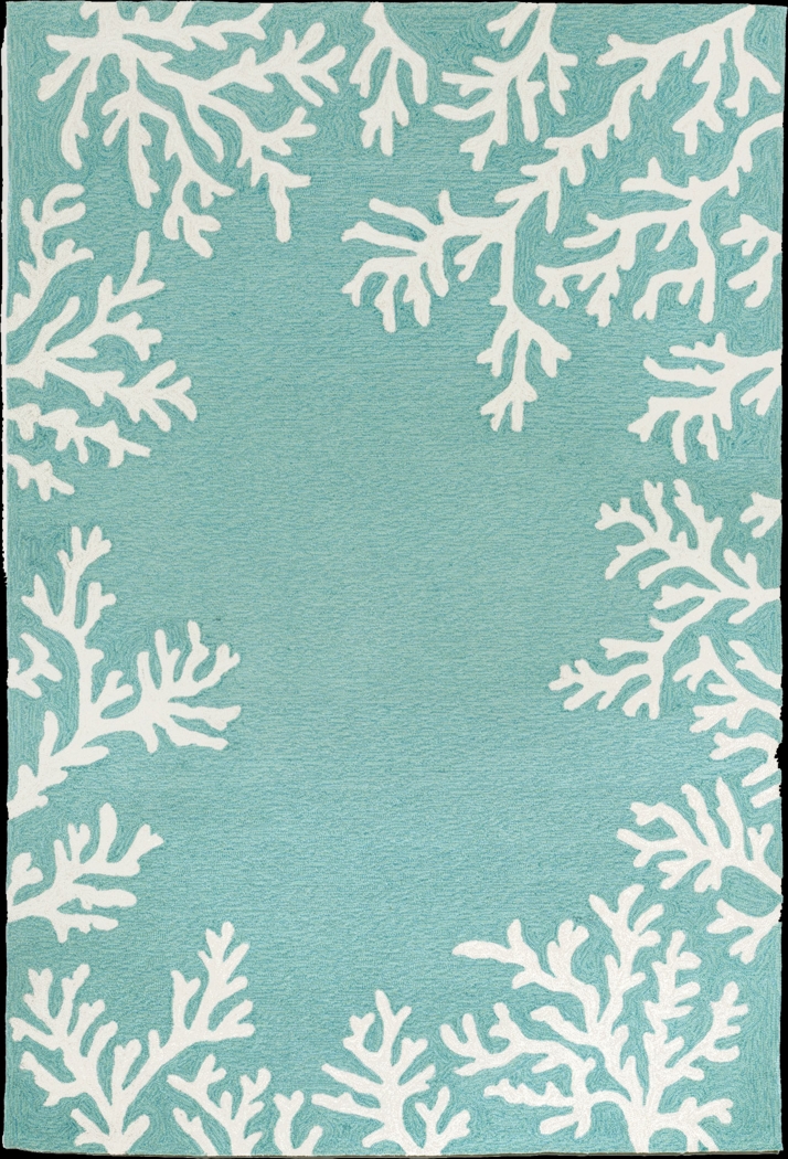 Ocean Flower Blue 5' x 7'6 Indoor/Outdoor Rug - Thumbnail - Image 1