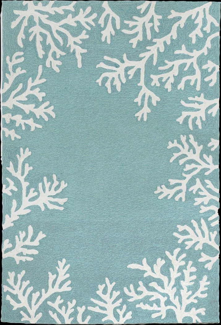 Ocean Flower Blue 7'6 x 9'6 Indoor/Outdoor Rug - Thumbnail - Image 1