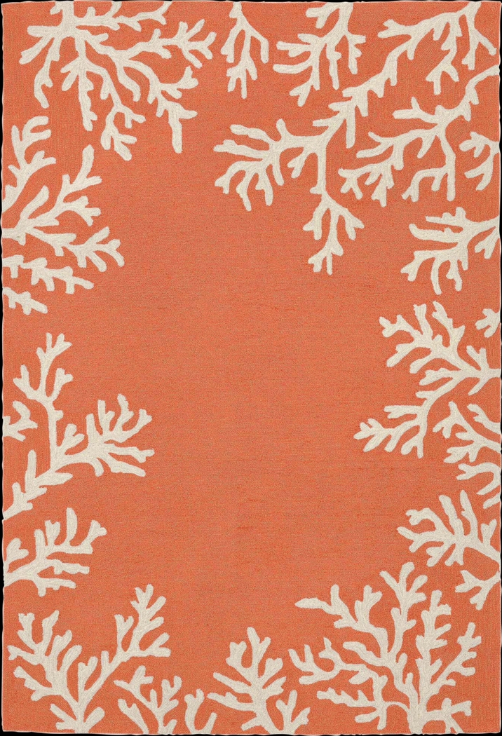 Ocean Flower Orange 7'6 x 9'6 Indoor/Outdoor Rug - Thumbnail - Image 1