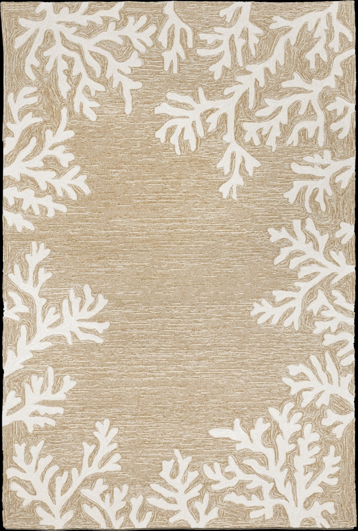 Ocean Flower Taupe 5' x 7'6 Indoor/Outdoor Rug - Thumbnail - Image 1
