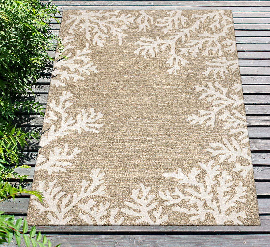 Ocean Flower Taupe 7'6 x 9'6 Indoor/Outdoor Rug - Thumbnail - Image 5