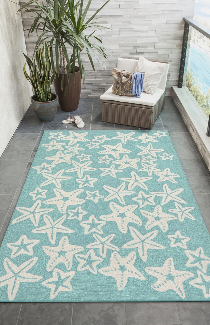 Ocean Gem Blue 7'6 x 9'6 Indoor/Outdoor Rug - Thumbnail - Image 3